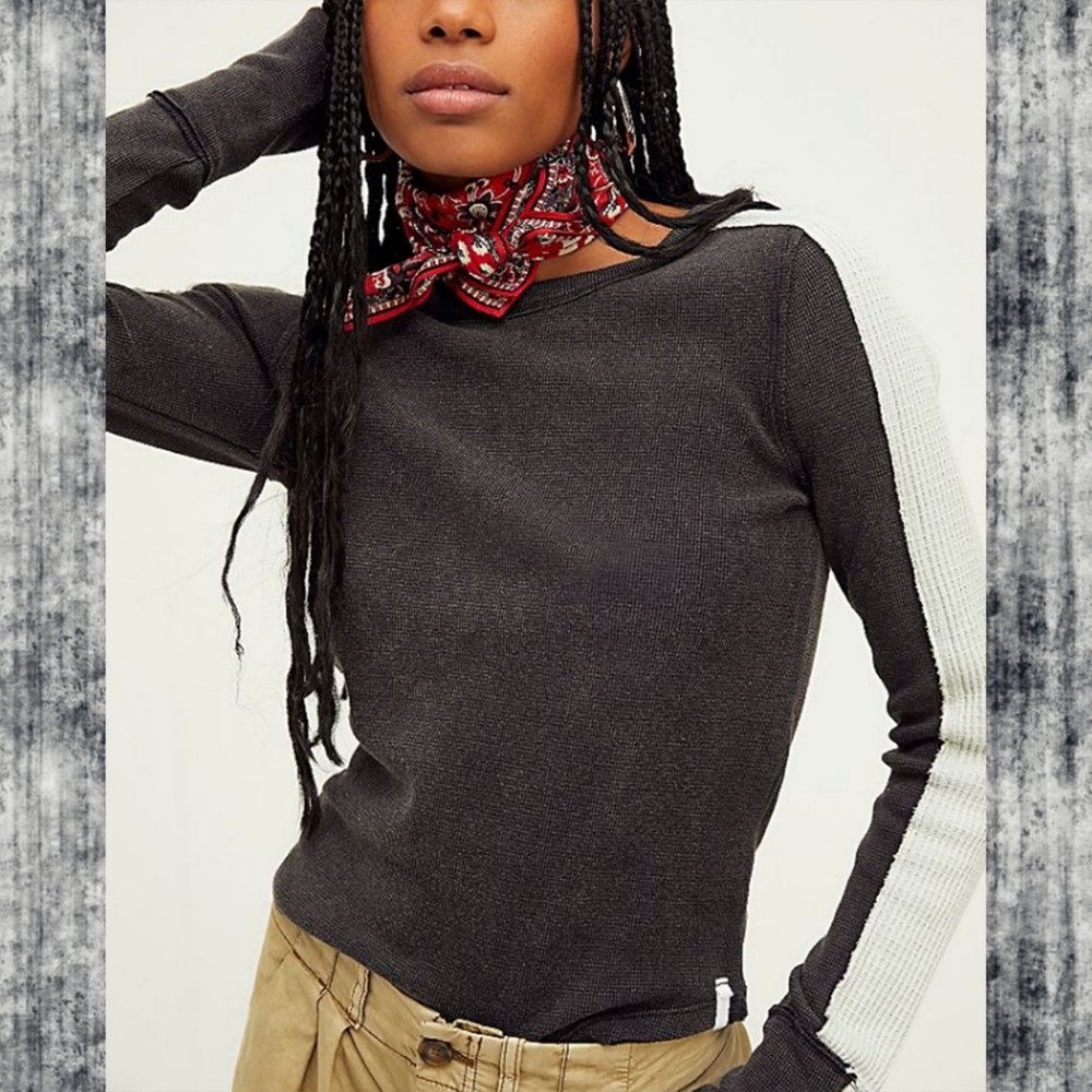 We the Free People TASHA snap Cuff thermal top NWT